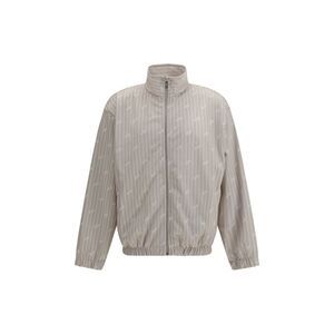 Gcds Men Pinstriped Track Jacket With All-Over Logo